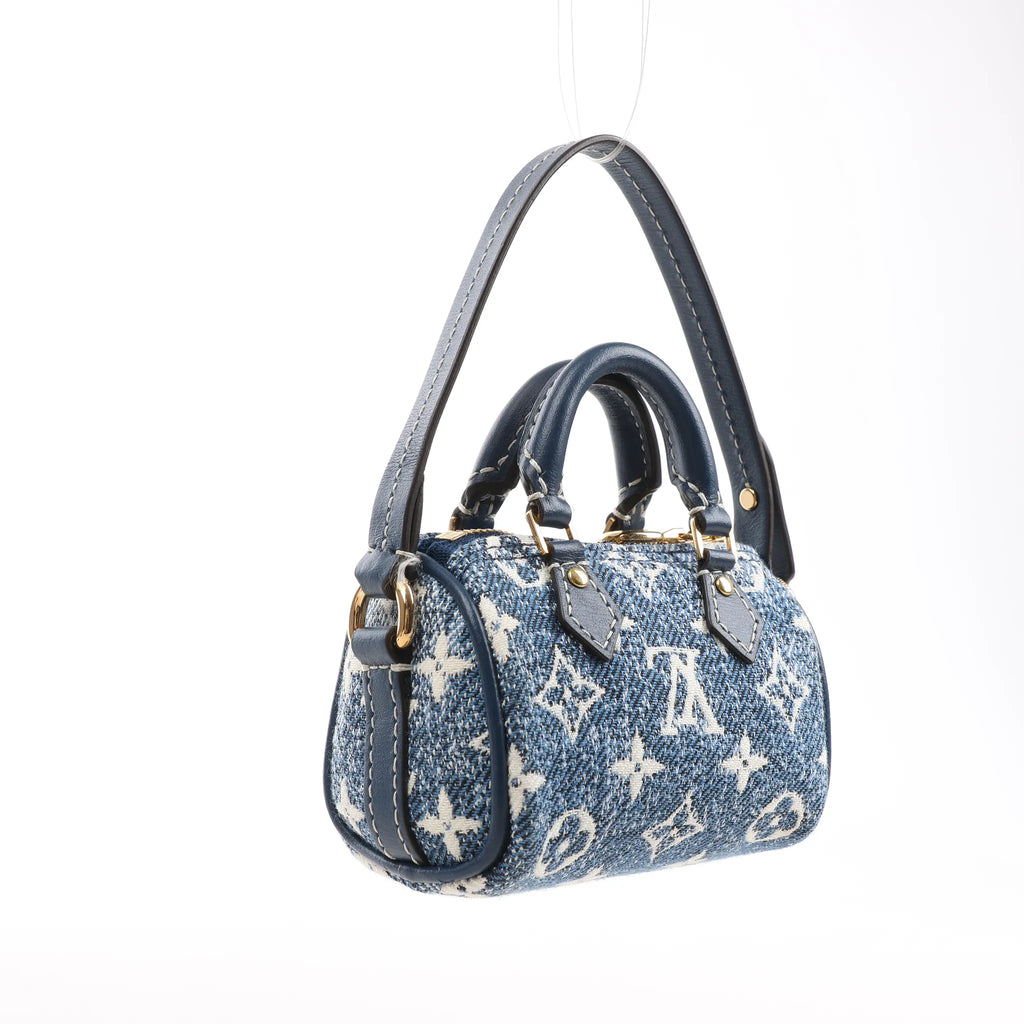 Louis Vuitton Speedy Micro Monogram Denim Handbag in Blue