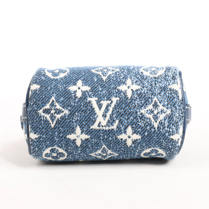 Louis Vuitton Speedy Micro Monogram Denim Handtasche in Blau