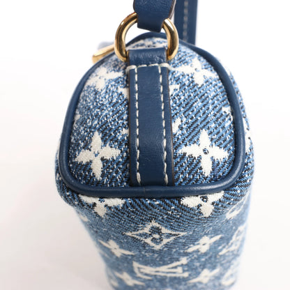 Louis Vuitton Speedy Micro Monogram Denim Handtasche in Blau