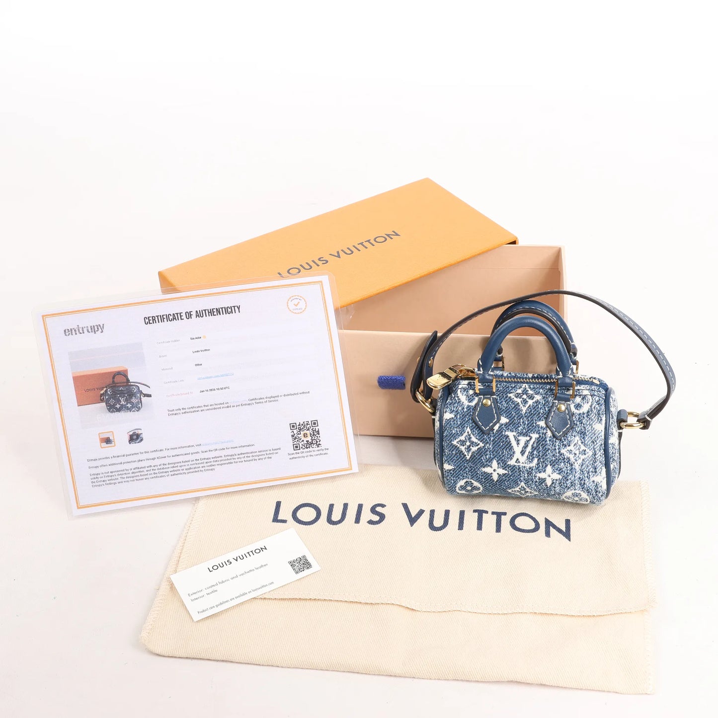 Louis Vuitton Speedy Micro Monogram Denim Handtasche in Blau