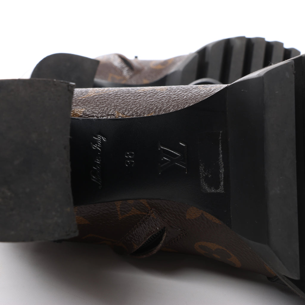 Louis Vuitton Star Trail Monogram & Leather Ankle Boot in Brown x Black MA0159, Size EU 38