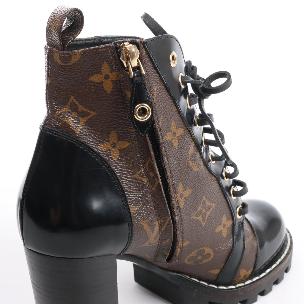 Louis Vuitton Star Trail Monogram & Leather Ankle Boot in Brown x Black MA0159, Size EU 38