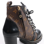 Louis Vuitton Star Trail Monogram & Leather Ankle Boot in Brown x Black MA0159, Size EU 38