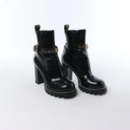 Louis Vuitton Star Trail Line 21 years Monogram Patent Leather Ankle Boots in Black MA0231, Size 38 EU