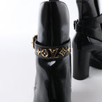 Louis Vuitton Star Trail Line 21 years Monogram Patent Leather Ankle Boots in Black MA0231, Size 38 EU
