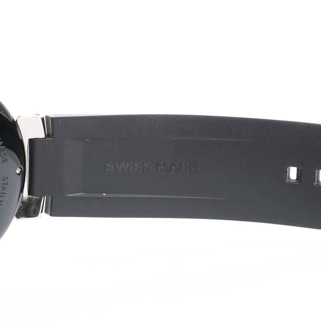 Louis Vuitton Tambour Q113K SG7133 SS & Rubber AT Watch with Black Dial