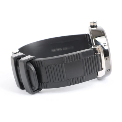 Louis Vuitton Tambour Q113K SG7133 SS & Rubber AT Watch with Black Dial