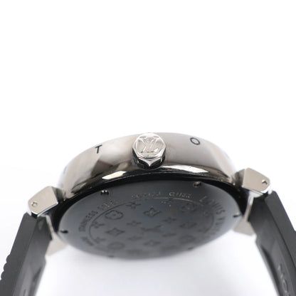 Louis Vuitton Tambour Q113K SG7133 SS & Rubber AT Watch with Black Dial