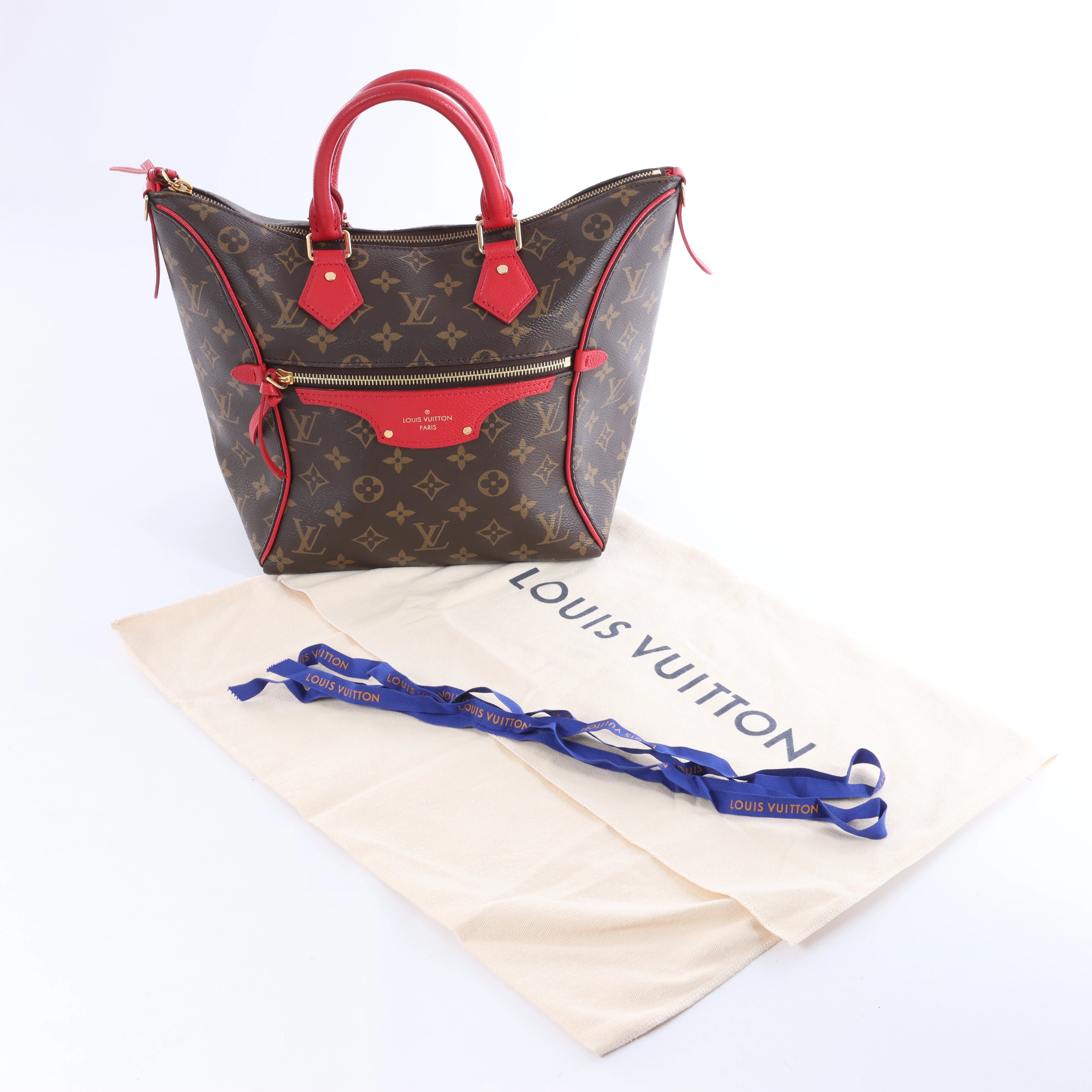 Louis Vuitton Tournelle PM Monogram Canvas Handbag in Brown x Red M44027
