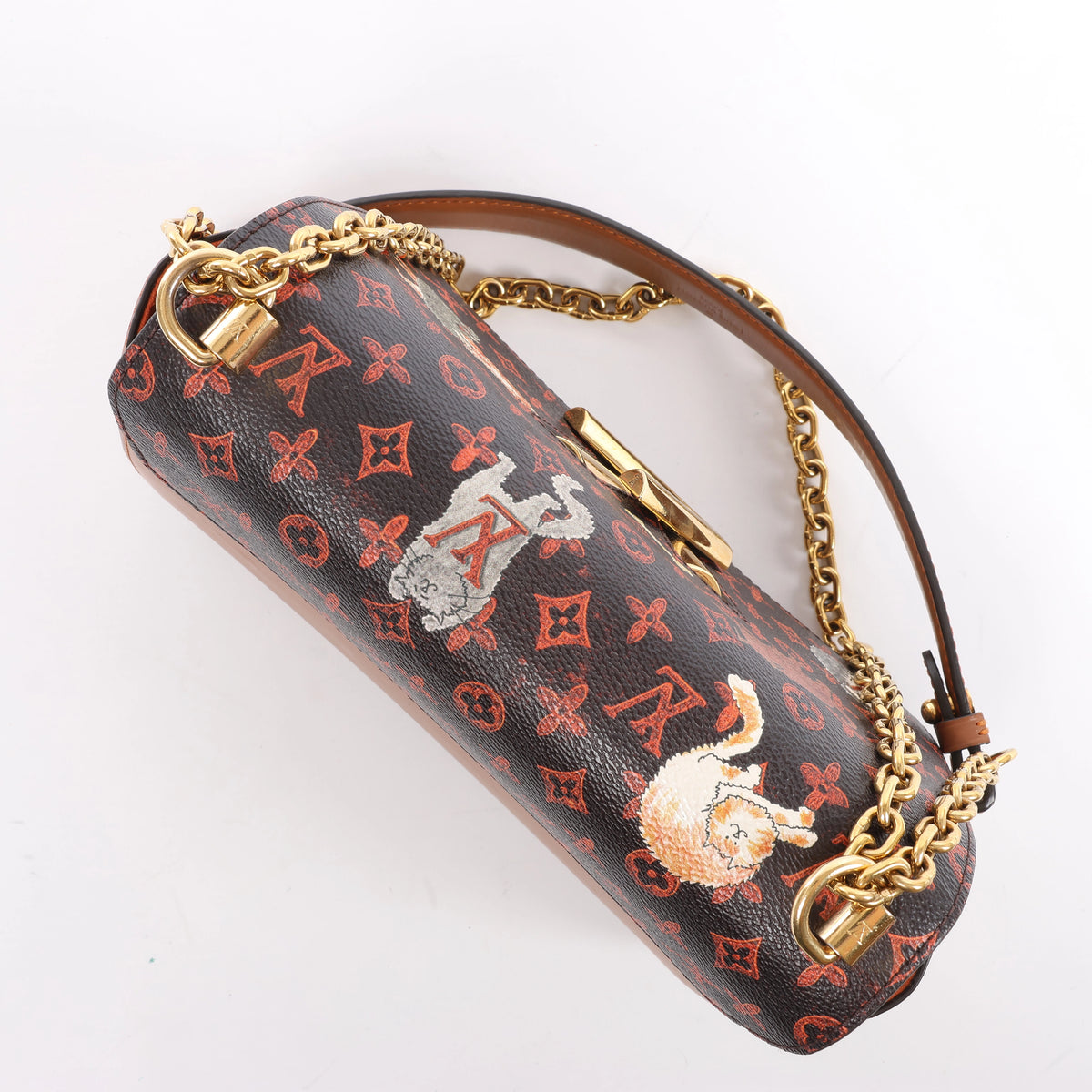 Louis Vuitton Twist MM Catgram x Taurillon Crossbody Bag in Brown x Orange M44408