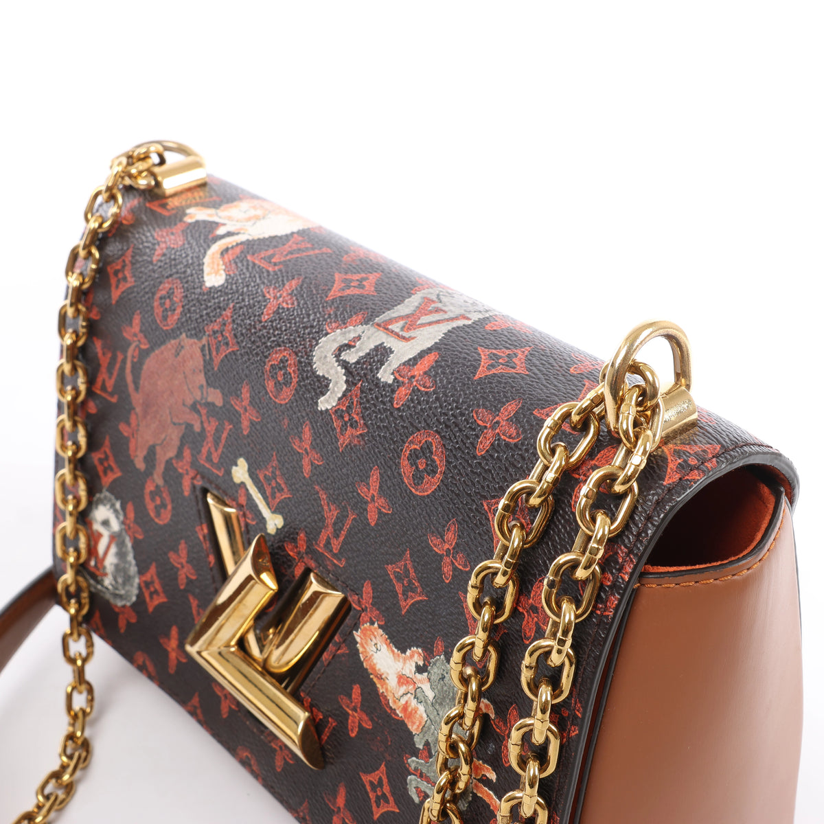 Louis Vuitton Twist MM Catgram x Taurillon Crossbody Bag in Brown x Orange M44408