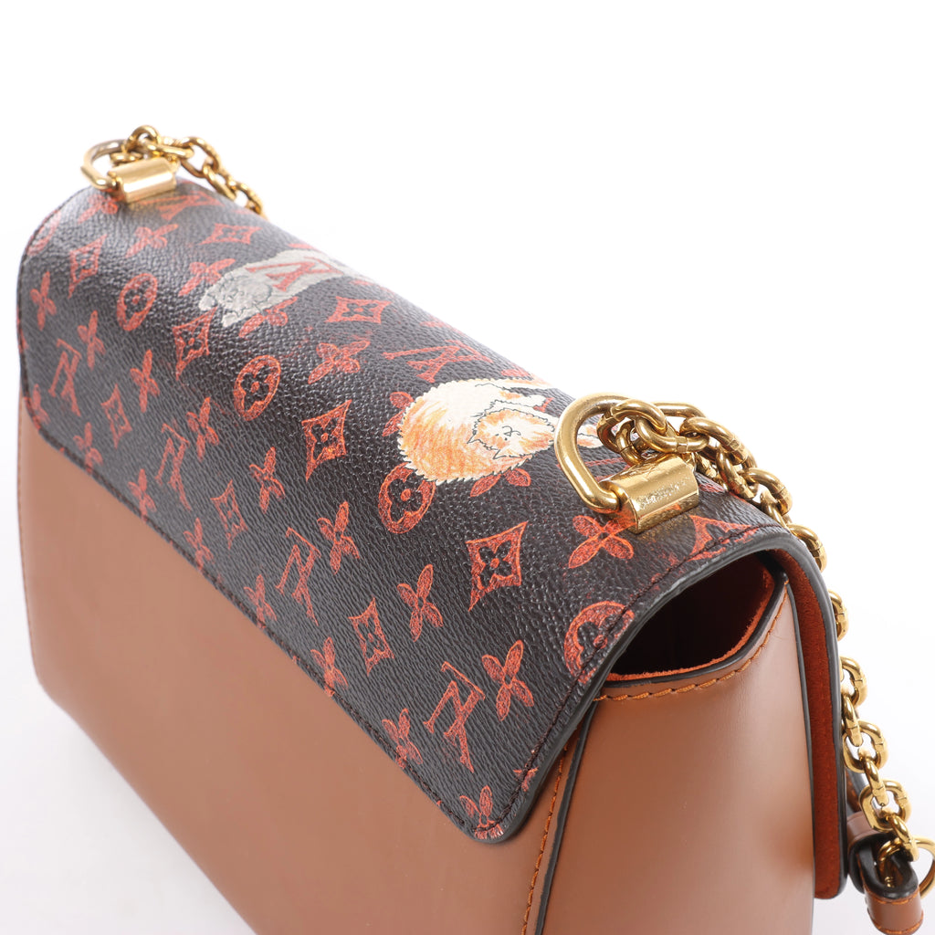 Louis Vuitton Twist MM Catgram x Taurillon Crossbody Bag in Brown x Orange M44408