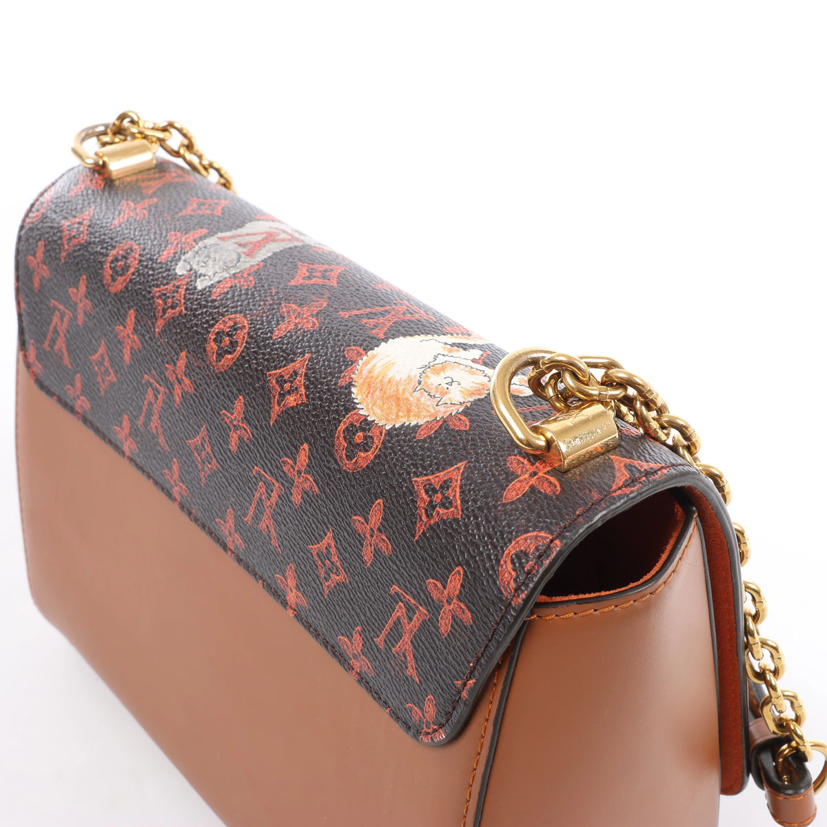 Louis Vuitton Twist MM Catgram x Taurillon Crossbody Bag in Brown x Orange M44408