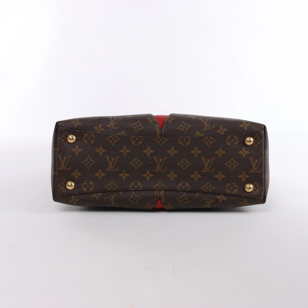 Louis Vuitton V Toat MM Monogram Canvas 2Way Handbag in Brown x Red M43957