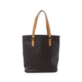 Brown Louis Vuitton Vavin GM Monogram canvas tote bag with long tan leather shoulder handles and gold-tone hardware.