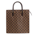 Louis Vuitton Venice PM handbag in brown Damier Ebene canvas featuring a boxy structured silhouette, dual rolled leather top handles, and gold-tone hardware accents.