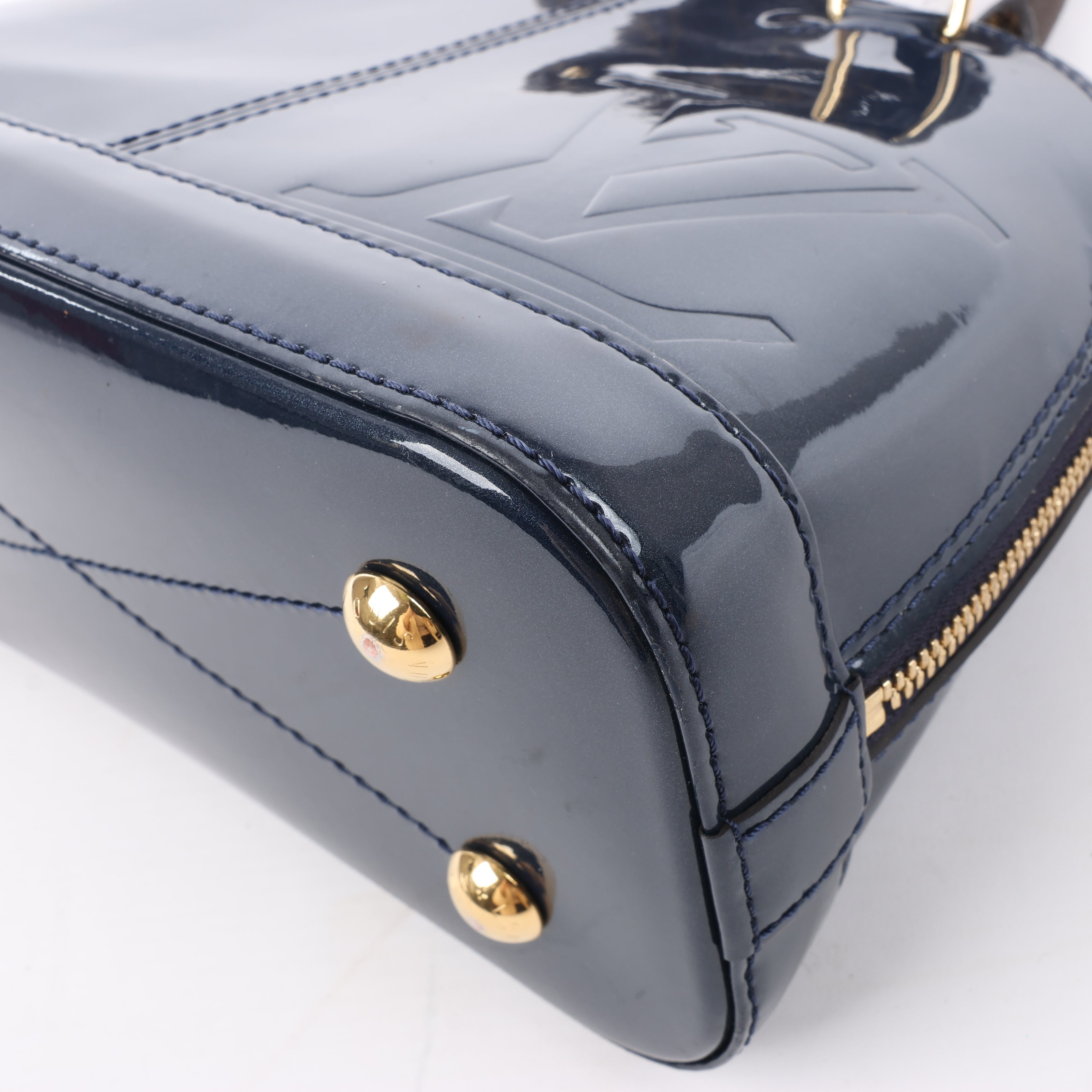 Louis Vuitton Alma BB Monogram Canvas and Vernis Leather Handbag in Navy M54705