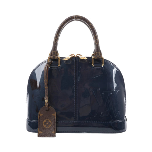 Sac à main Louis Vuitton Alma BB en toile Monogram et cuir vernis bleu marine M54705