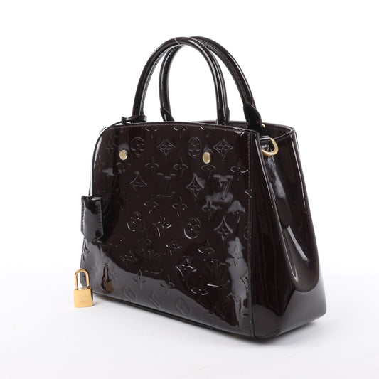 Louis Vuitton Vernis Montaigne BB 2Way Handbag in Amarante M50403
