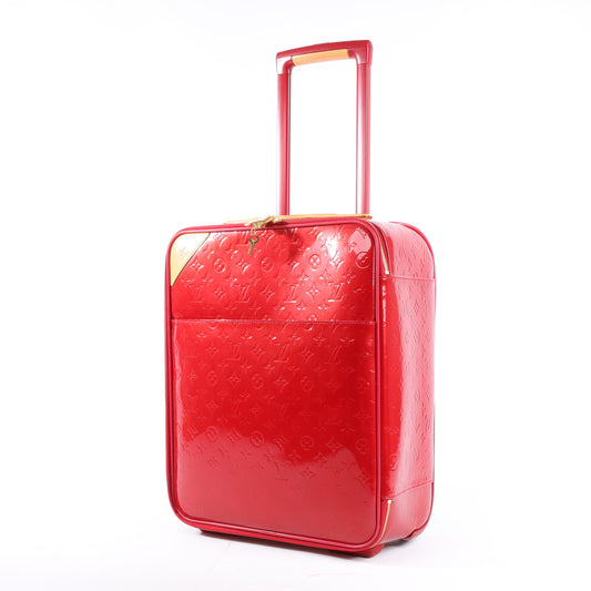 Louis Vuitton Vernis Suitcase Pegase 45 Travel Bag in Red M91278