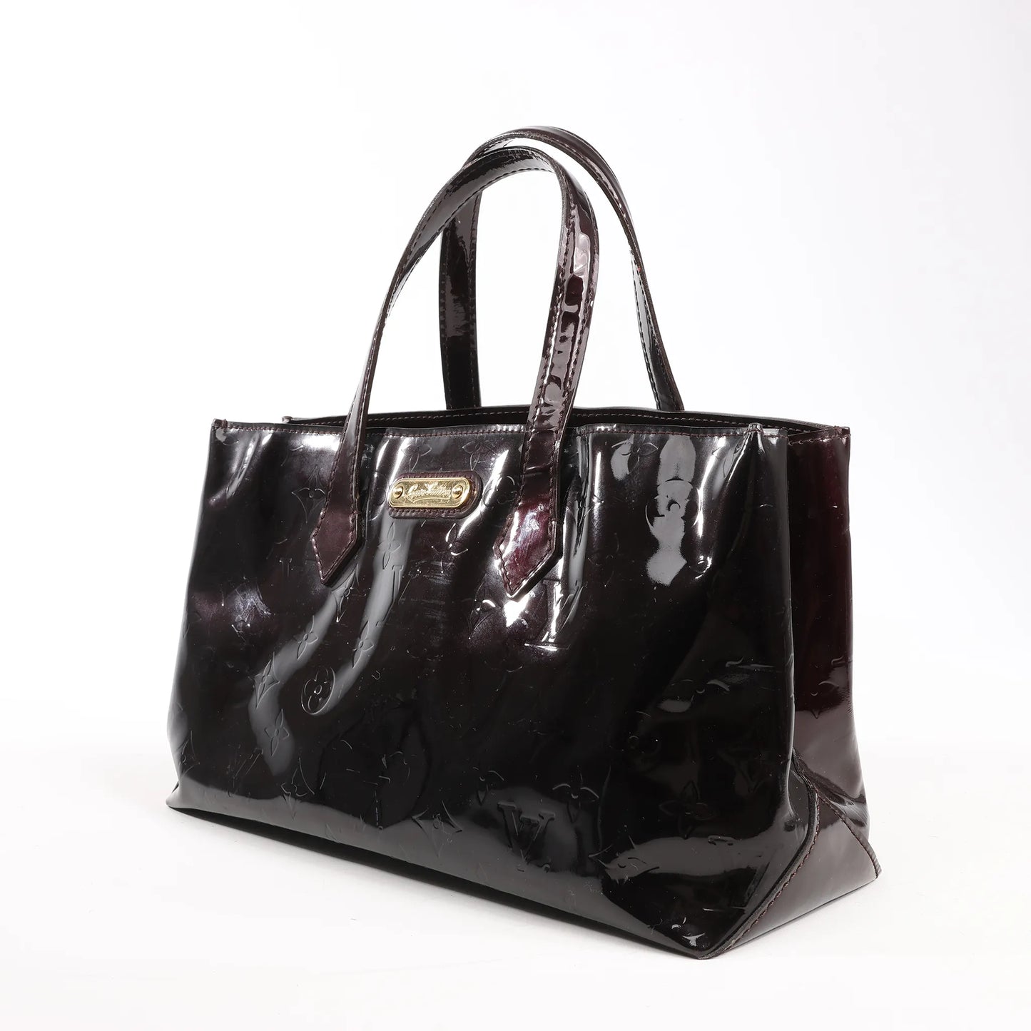 Louis Vuitton Wilshire PM Monogram Vernis Handbag in Burgundy M91644