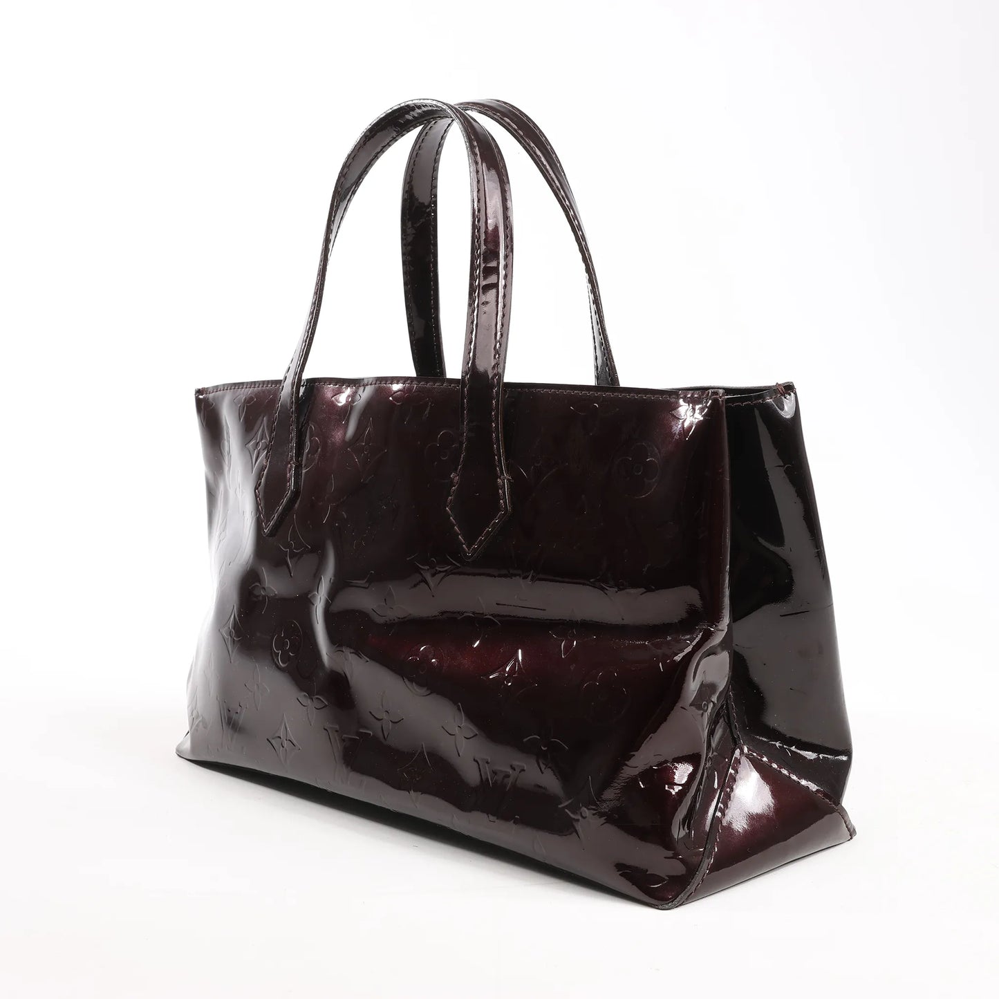 Louis Vuitton Wilshire PM Monogram Vernis Handbag in Burgundy M91644