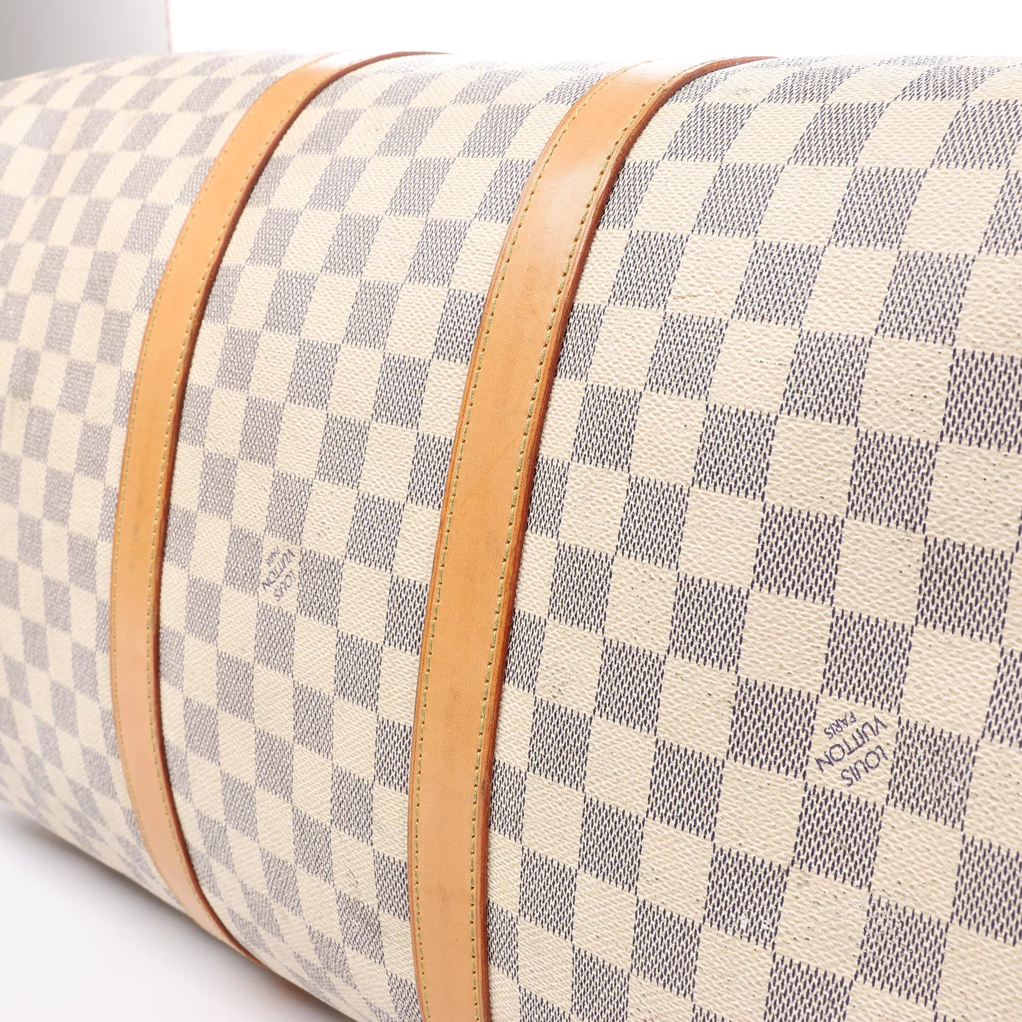 Louis Vuitton Keepall Bandoulière 55 Damier Azur Travel Bag in Beige N41429