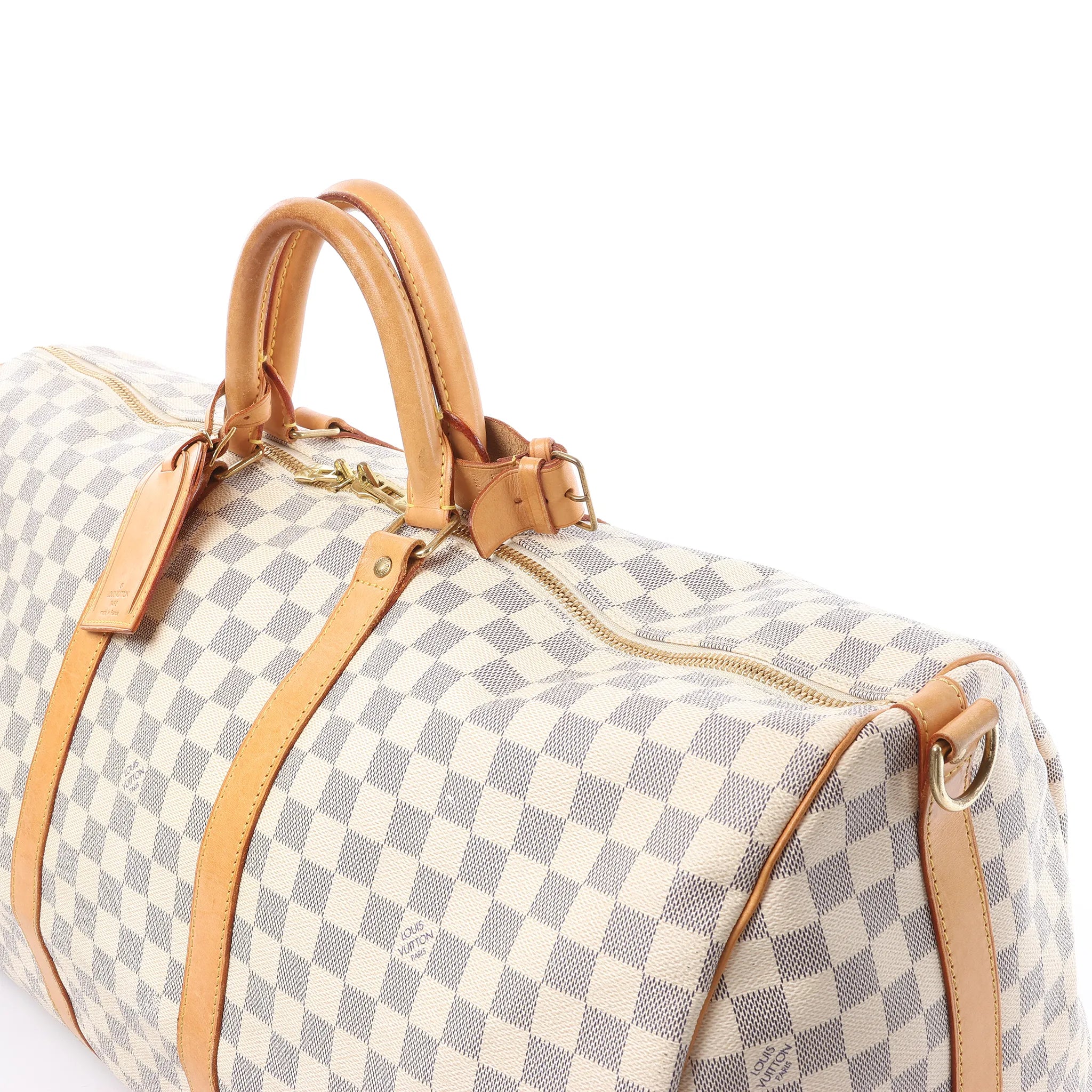 Louis Vuitton Keepall Bandoulière 55 Damier Azur Travel Bag in Beige N41429