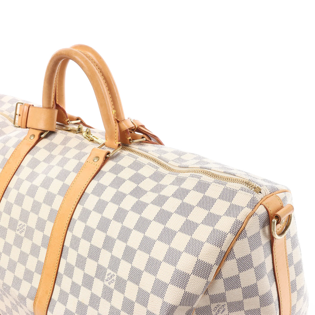 Louis Vuitton Keepall Bandoulière 55 Damier Azur Travel Bag in Beige N41429