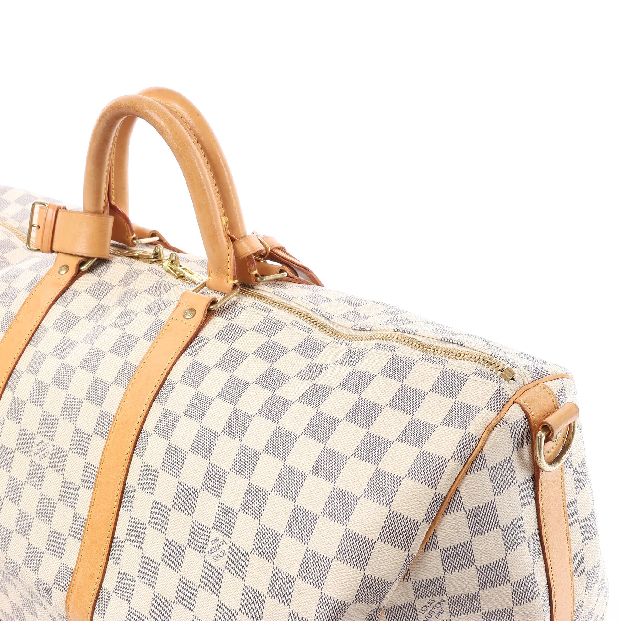 Louis Vuitton Keepall Bandoulière 55 Damier Azur Travel Bag in Beige N41429