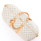 Louis Vuitton Keepall Bandoulière 55 Damier Azur Travel Bag in Beige N41429