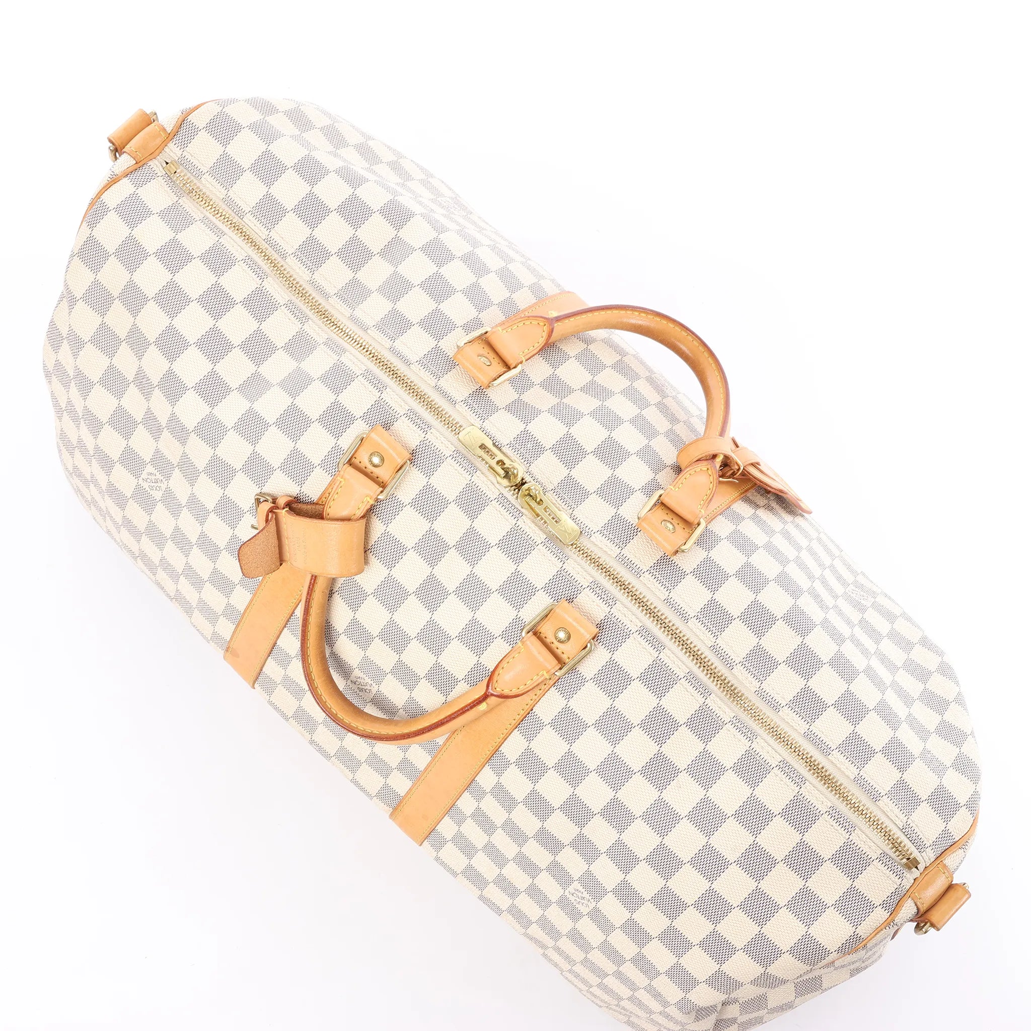 Louis Vuitton Keepall Bandoulière 55 Damier Azur Travel Bag in Beige N41429
