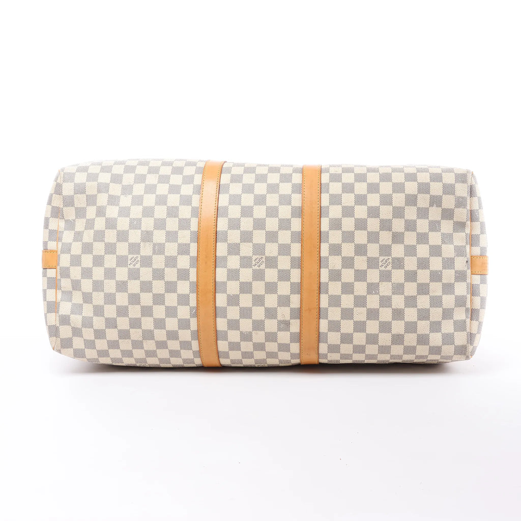 Louis Vuitton Keepall Bandoulière 55 Damier Azur Travel Bag in Beige N41429