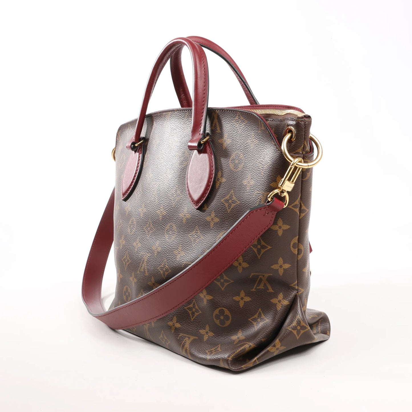 Louis Vuitton Flower MM Monogram Shoulder Bag in Brown x Burgundy M44348