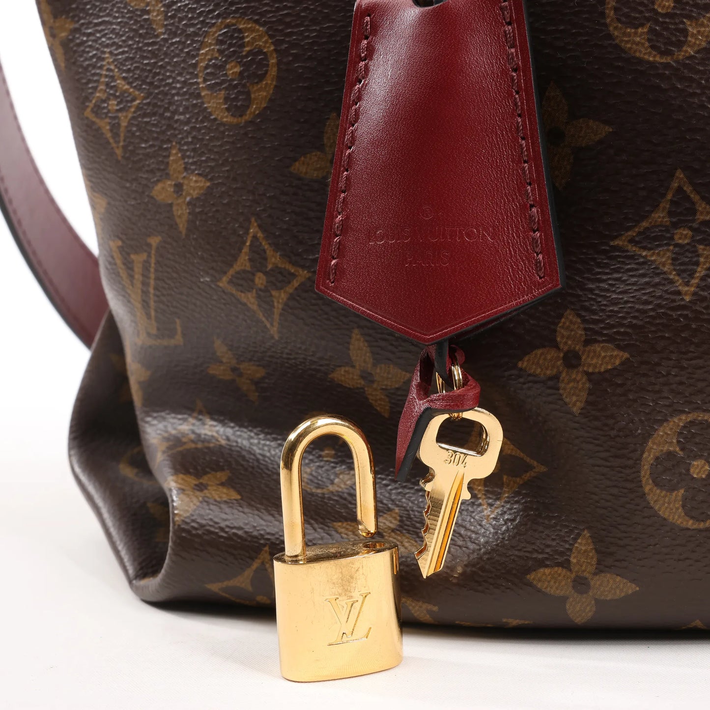 Louis Vuitton Flower MM Monogram Shoulder Bag in Brown x Burgundy M44348