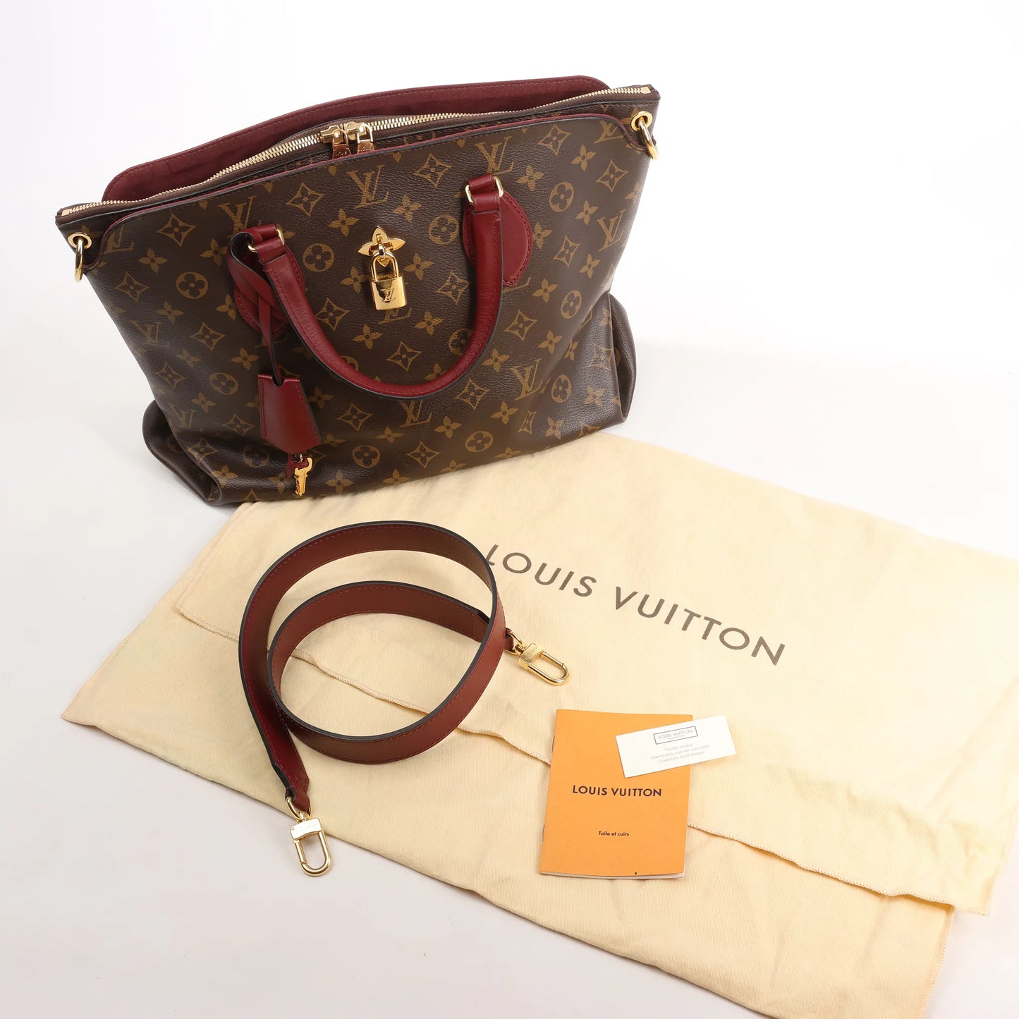Louis Vuitton Flower MM Monogram Shoulder Bag in Brown x Burgundy M44348