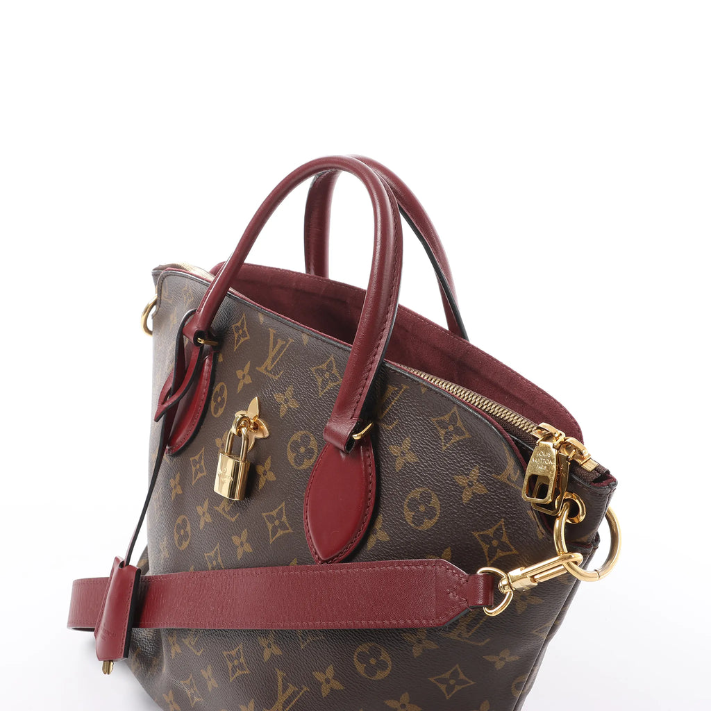 Louis Vuitton Flower MM Monogram Shoulder Bag in Brown x Burgundy M44348