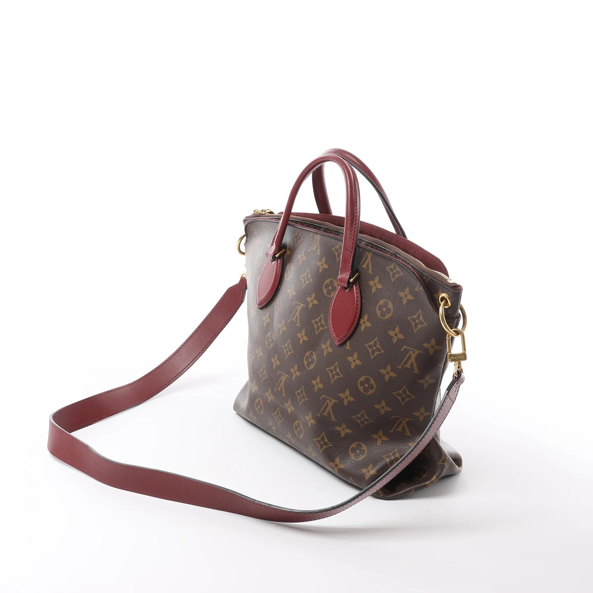Louis Vuitton Flower MM Monogram Shoulder Bag in Brown x Burgundy M44348