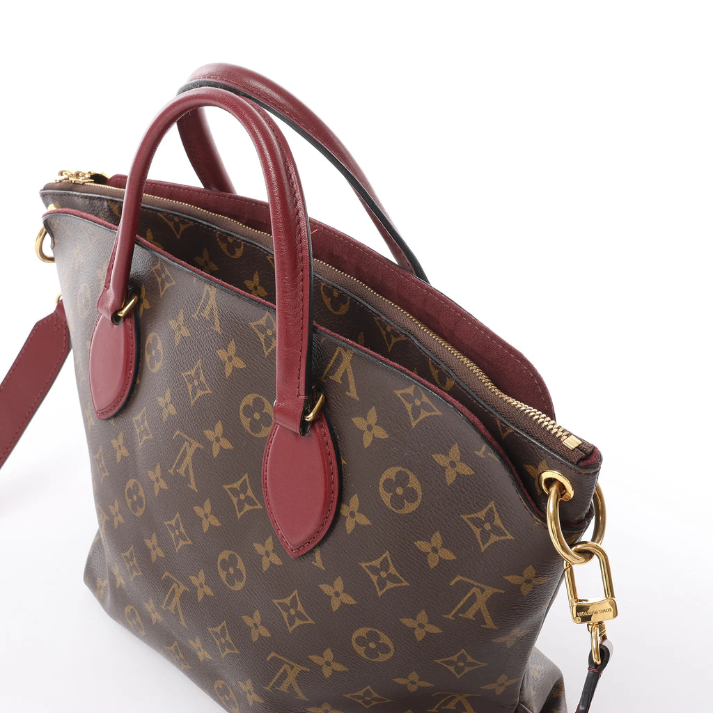 Louis Vuitton Flower MM Monogram Shoulder Bag in Brown x Burgundy M44348