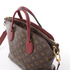 Louis Vuitton Flower MM Monogram Shoulder Bag in Brown x Burgundy M44348