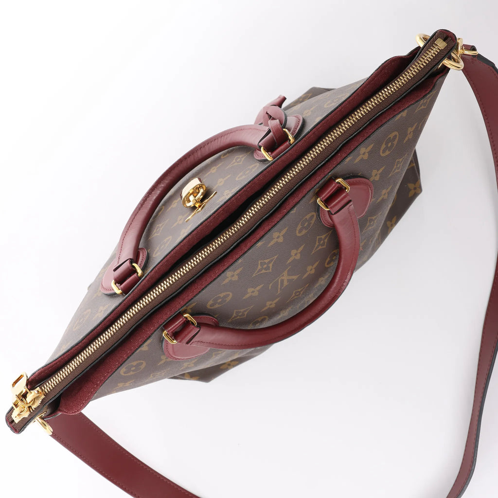 Louis Vuitton Flower MM Monogram Shoulder Bag in Brown x Burgundy M44348