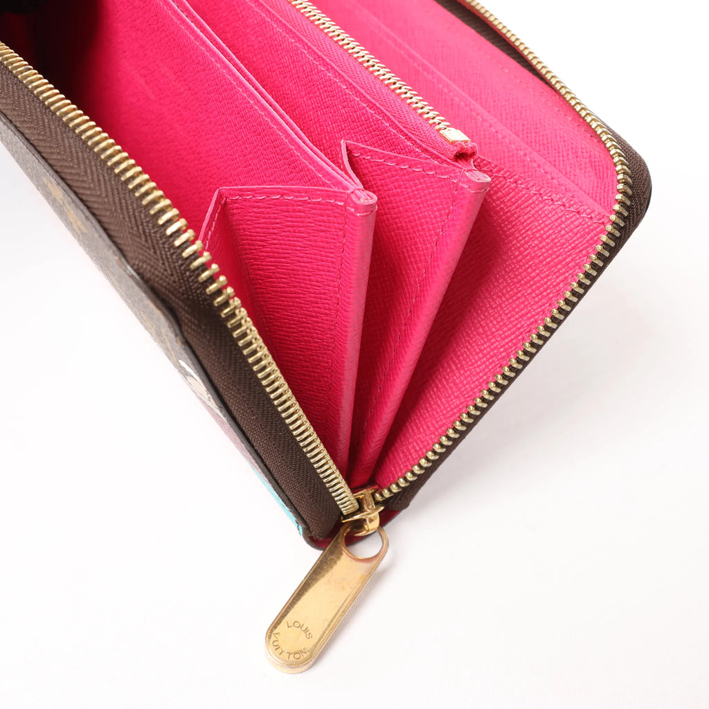 Louis Vuitton 2015 Christmas Animation Zippy Monogram Wallet in Brown x Pink CA3145