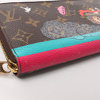 Louis Vuitton 2015 Christmas Animation Zippy Monogram Wallet in Brown x Pink CA3145