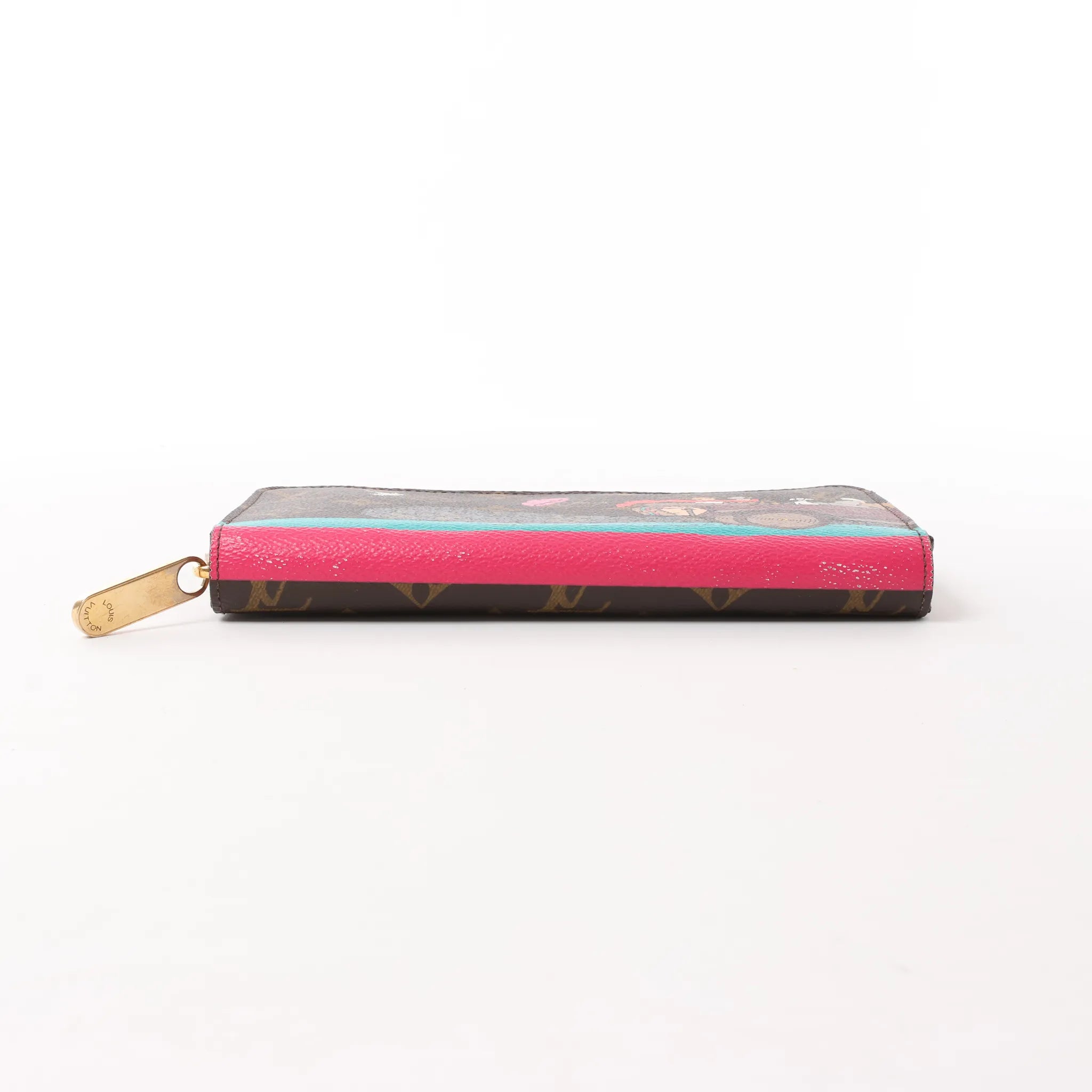 Louis Vuitton 2015 Christmas Animation Zippy Monogram Wallet in Brown x Pink CA3145