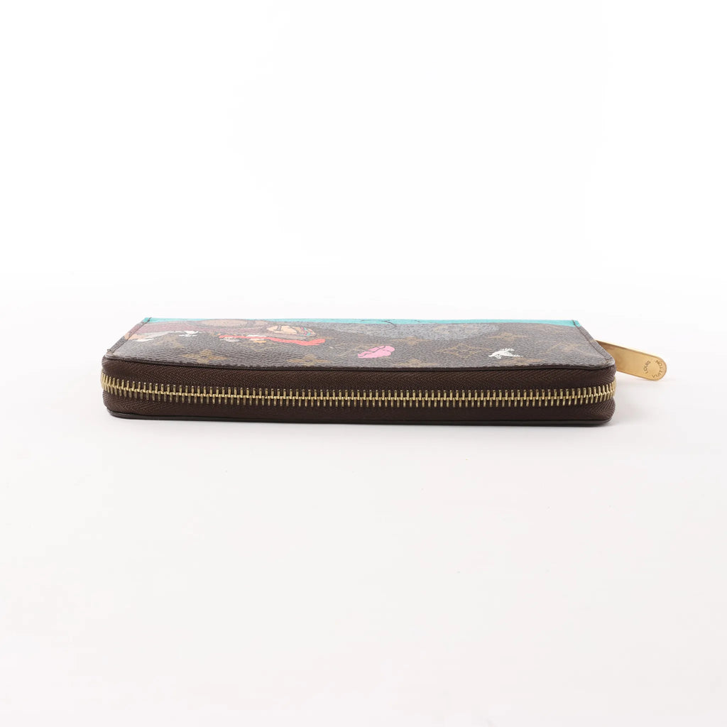 Louis Vuitton 2015 Christmas Animation Zippy Monogram Wallet in Brown x Pink CA3145