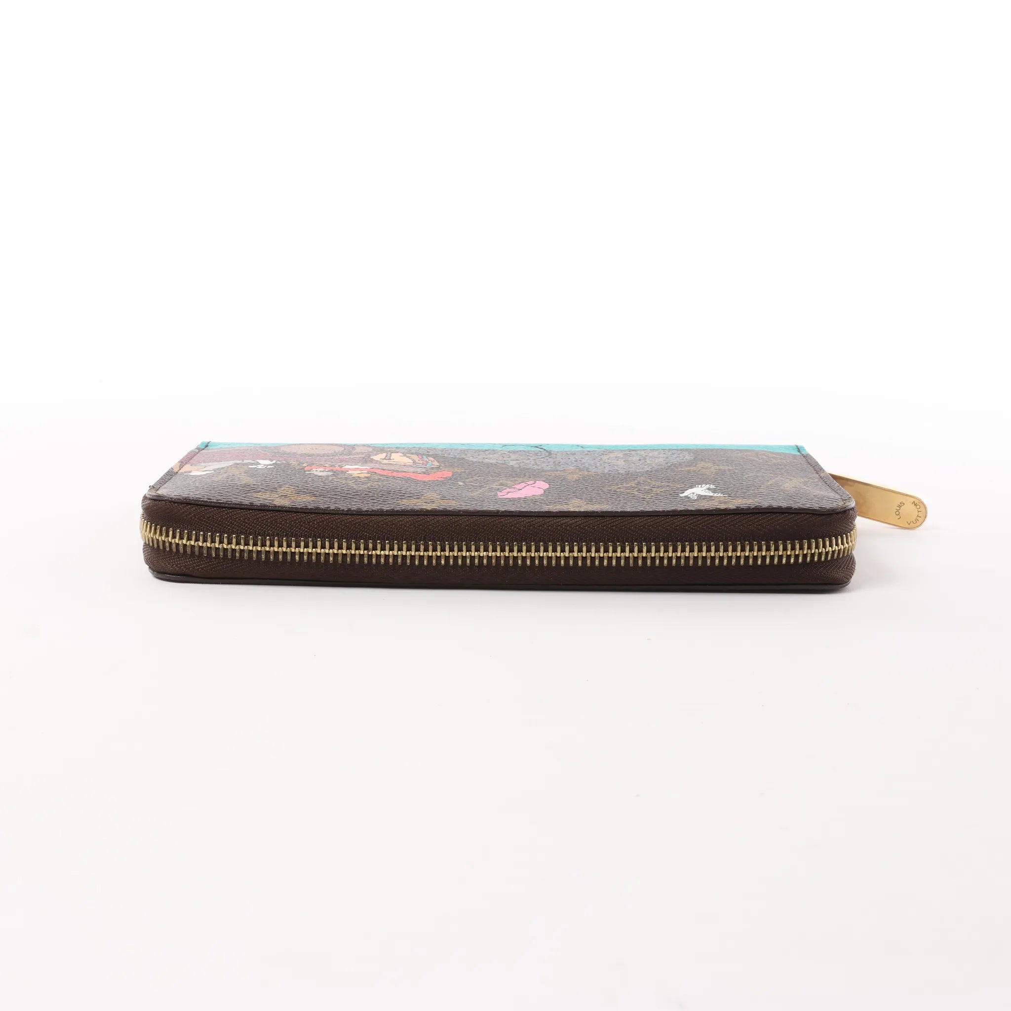 Louis Vuitton 2015 Christmas Animation Zippy Monogram Wallet in Brown x Pink CA3145