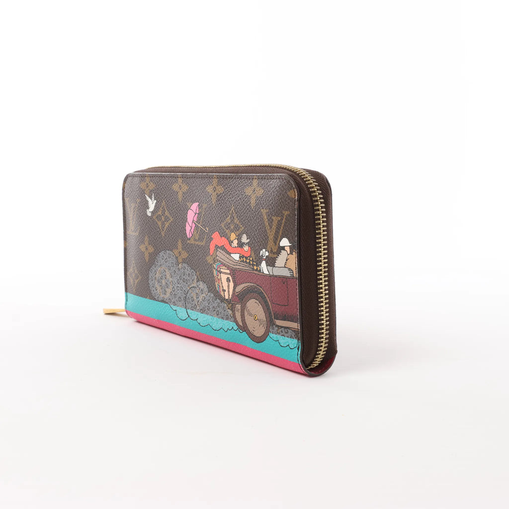 Louis Vuitton 2015 Christmas Animation Zippy Monogram Wallet in Brown x Pink CA3145