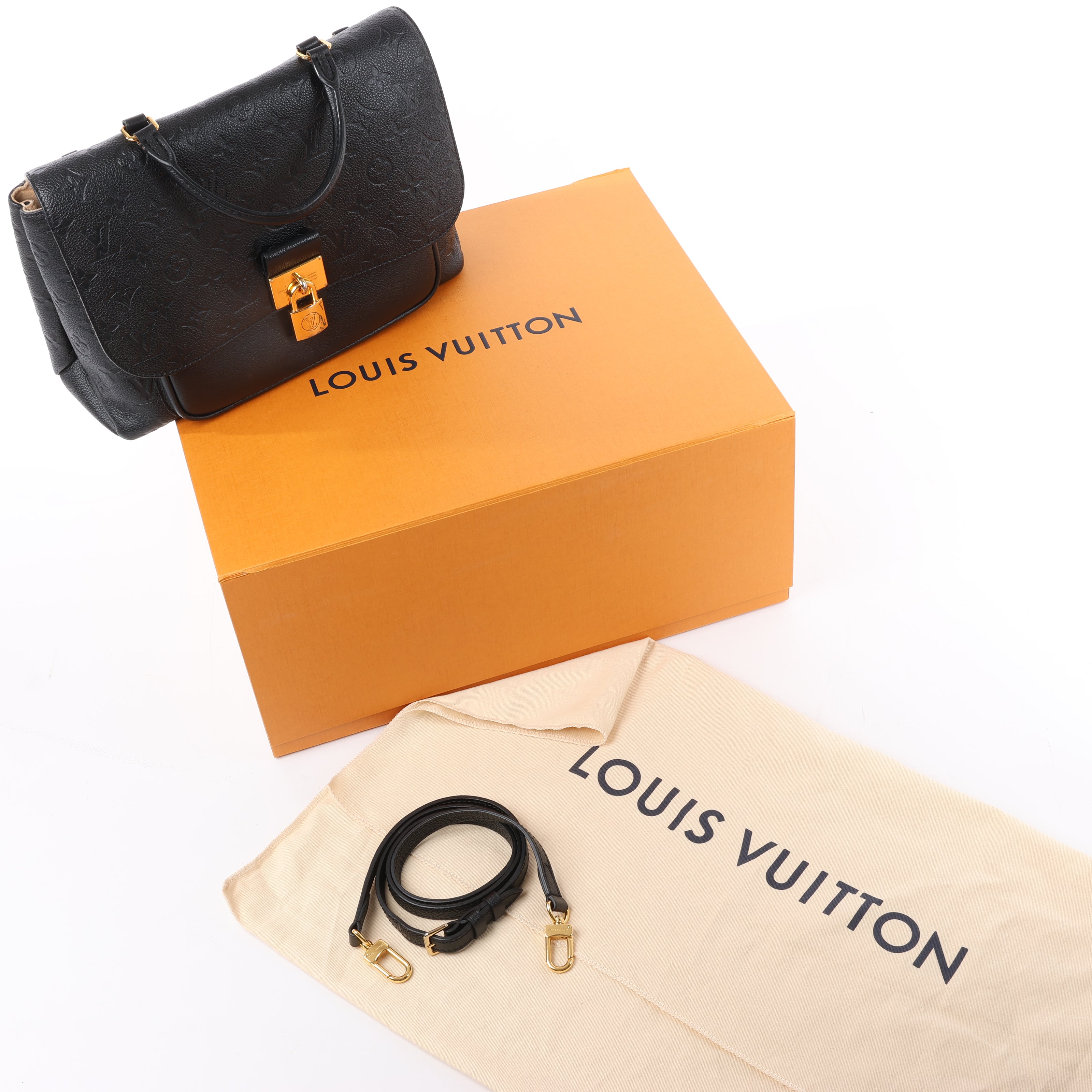 Louis Vuitton Monogram Empreinte Marignan 2Way Female Handbag in Black M44544