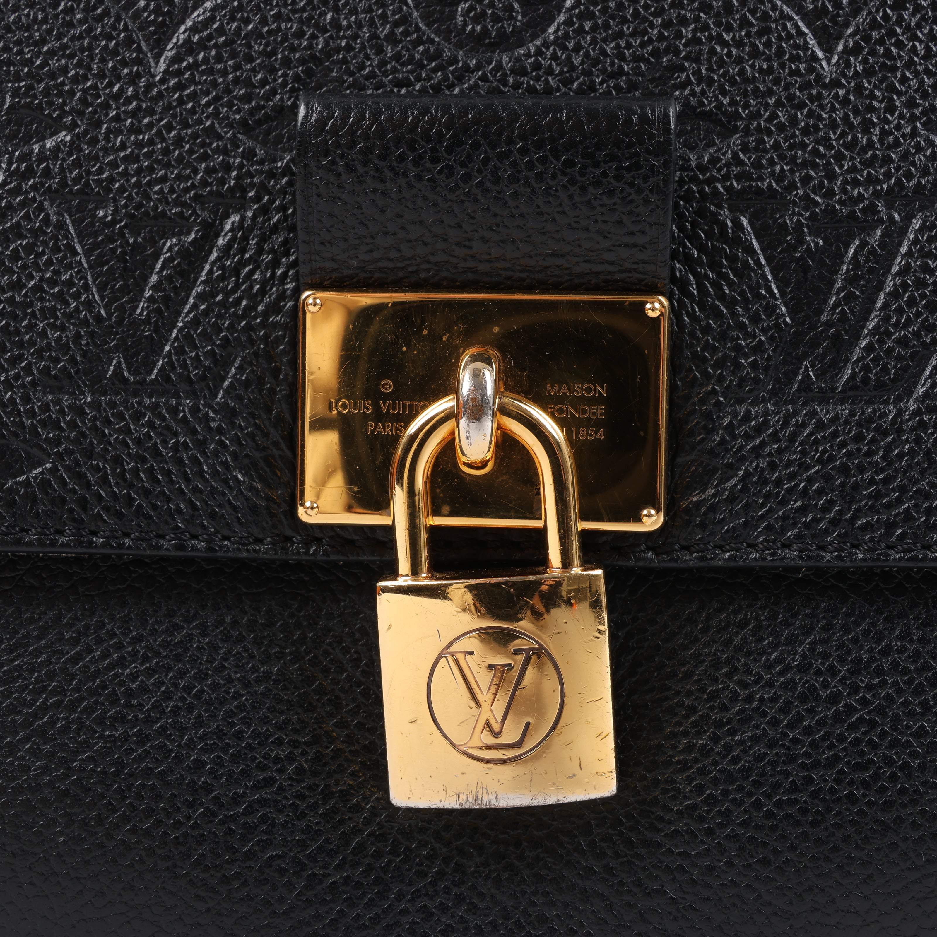 Louis Vuitton Monogram Empreinte Marignan 2Way Female Handbag in Black M44544
