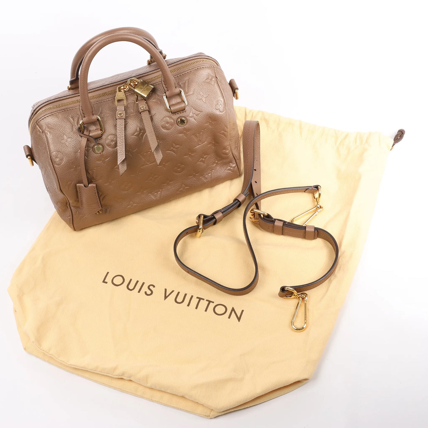 Louis Vuitton Monogram Empreinte Speedy 25 Bandoulière 2Way Handbag in Beige M41019